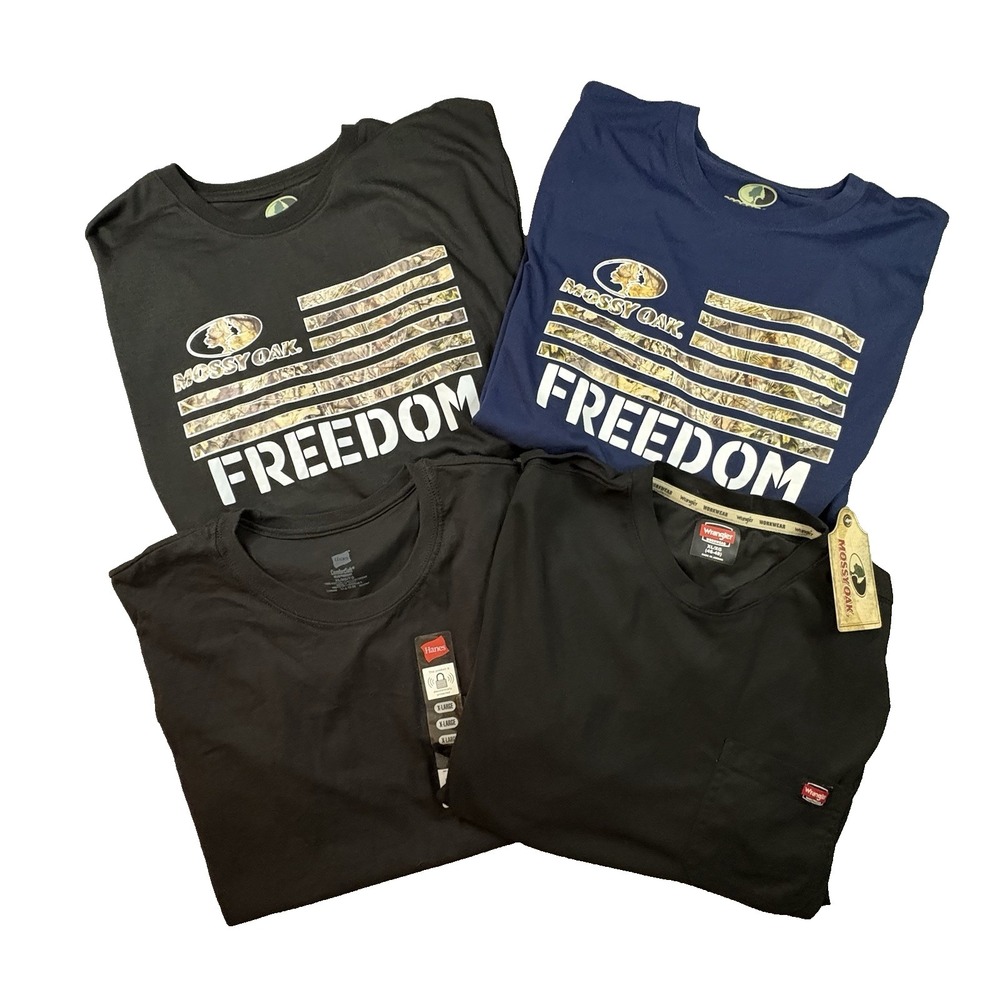 MIXED LOT OF 4 Men's XL Realtree/Hanes/Wrangler Workwear T Shirts SEE DESCRIPTIO